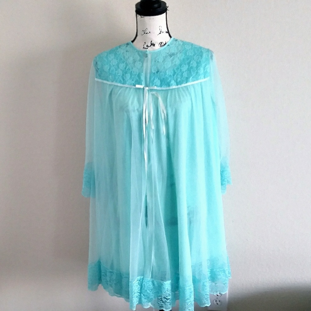 Vtg Baby doll Chiffon Peignoir Set - Picture 3 of 8